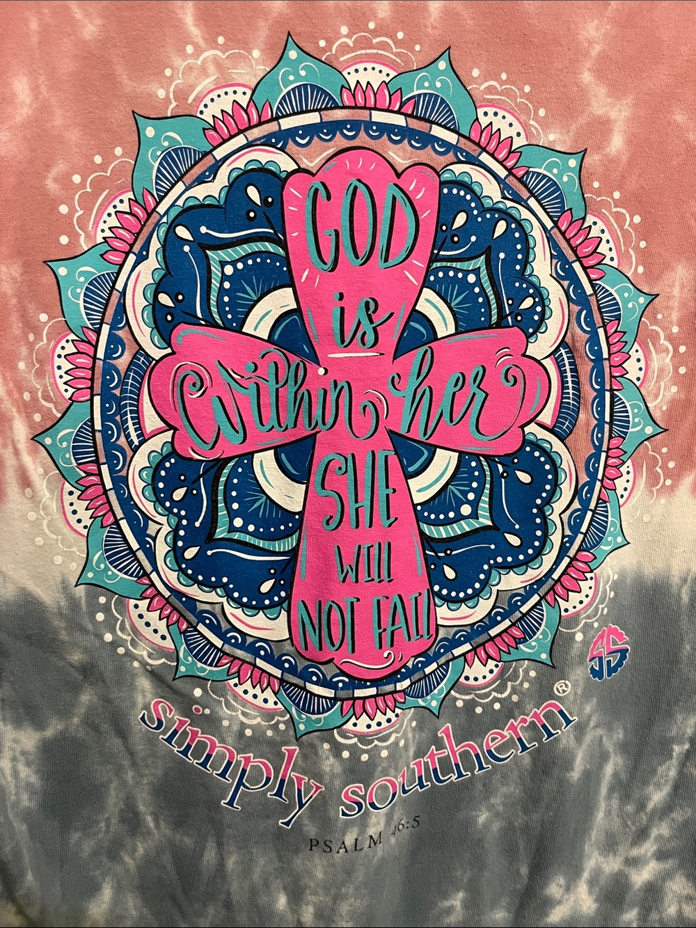 Simply Southern God Is With Her She Will Not Fail Medium Tie-dye Shirt